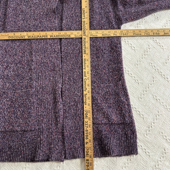 Liz Claiborne Purple Speckled Shawl Cardigan Small Knit Cozy Core Cottage - Picture 9 of 9